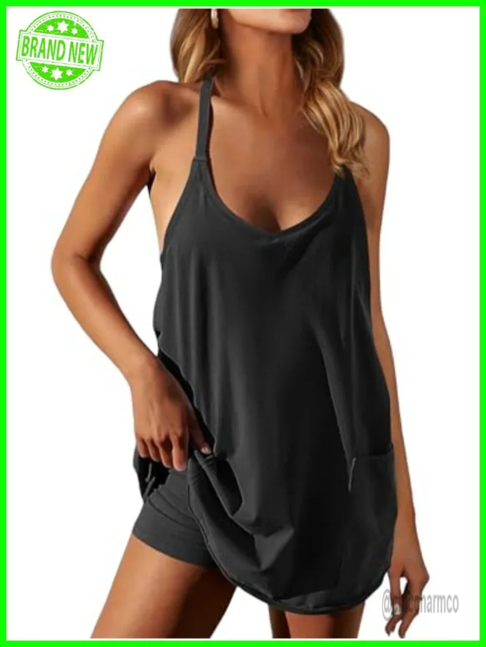 Womens Athletic Tennis Dress with Built-in Shorts and Pockets
